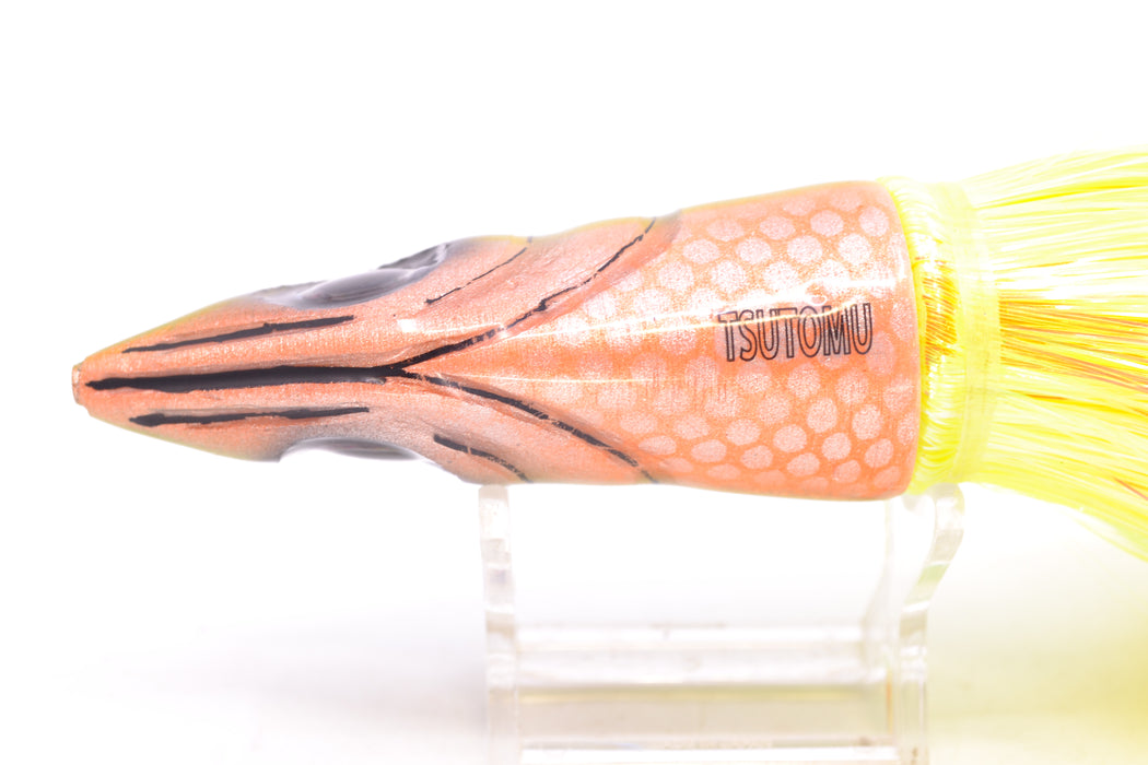 Tsutomu Lures Green-Yellow-Orange Black Splatter Back Non-Jetted Kona Dragon 9"+ 8oz Strobez GZE
