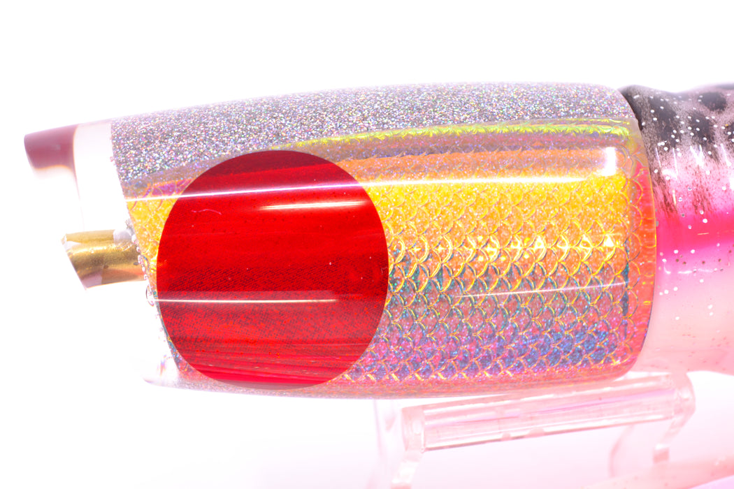 Koya Lures Holographic Rainbow Scale Medium Poi Dog 14" 11oz Skirted White-Pink GZE