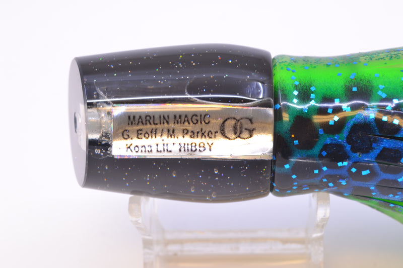 Marlin Magic Lures Tahitian MOP Black Back Taxi Eyes Lil Hibby 10" 7.2oz Skirted