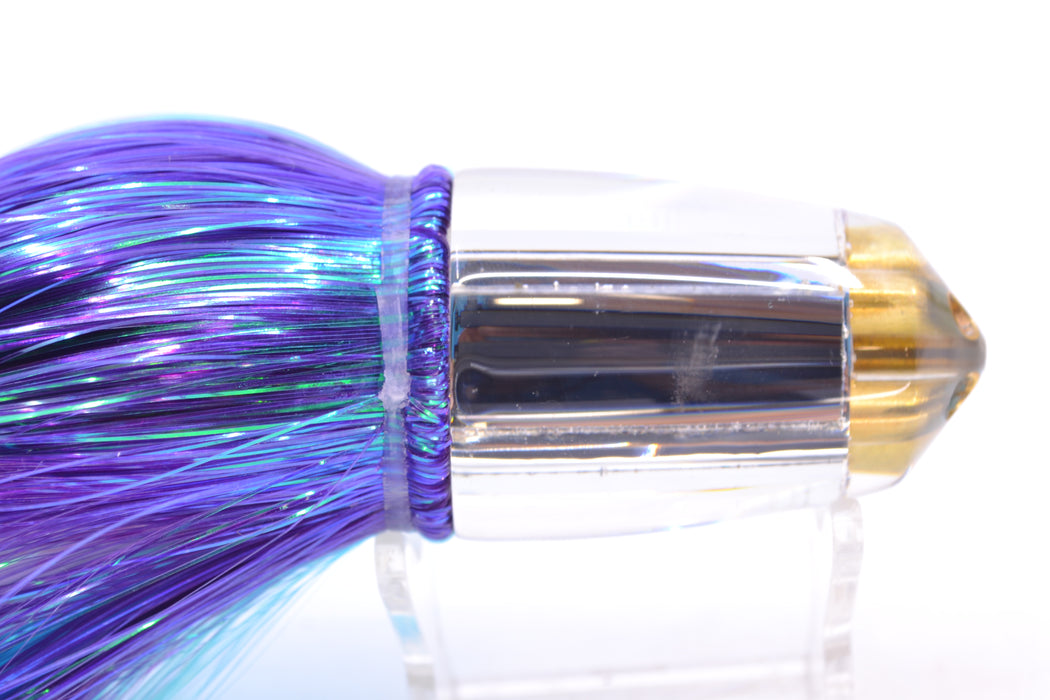 Koya Lures Clear Mirrored 4-Hole Bullet 9"+ 7oz Strobez Purple-Ice Blue/White GZE