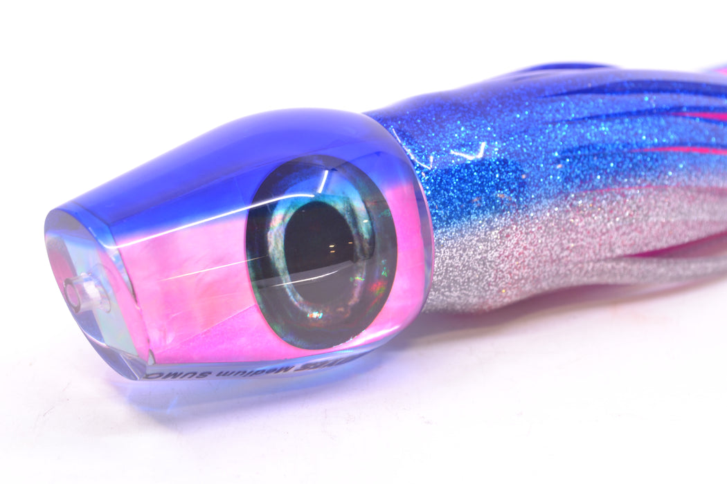 Moyes Lures Pink MOP Blue Back Taxi Eyes Medium Sumo 12" 6.8oz Skirted Blue-Silver GZE