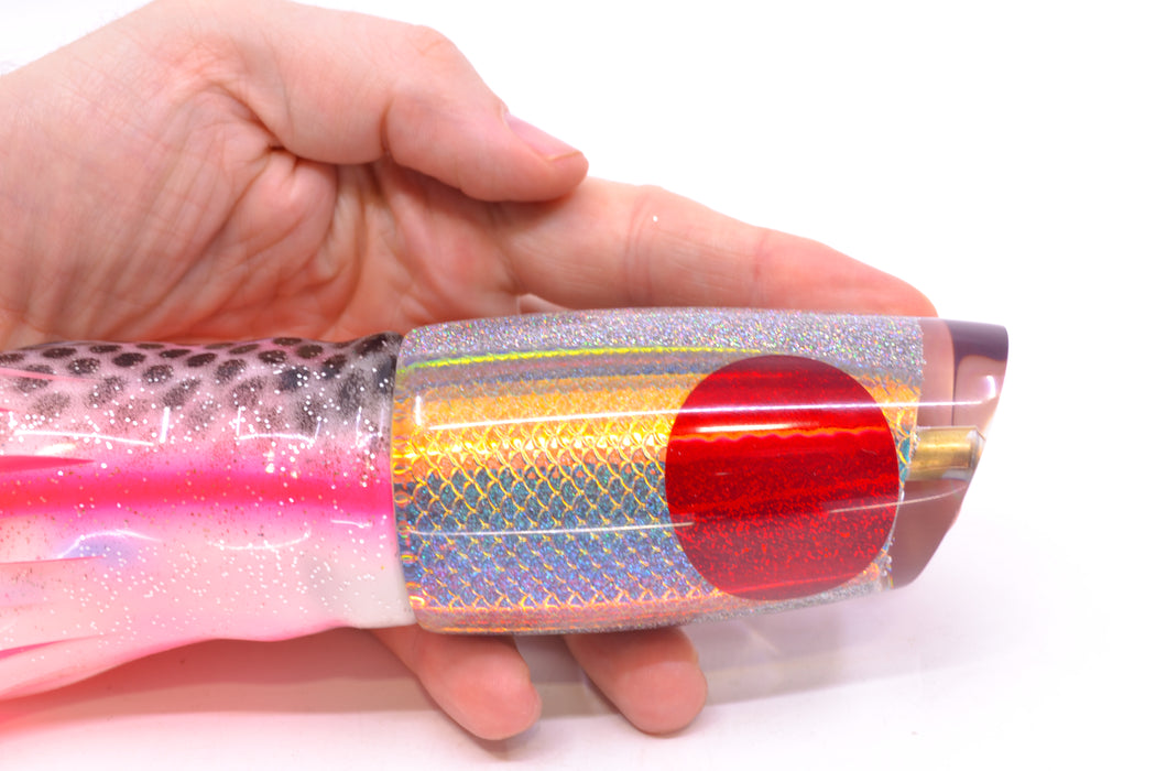 Koya Lures Holographic Rainbow Scale Medium Poi Dog 14" 11oz Skirted White-Pink GZE