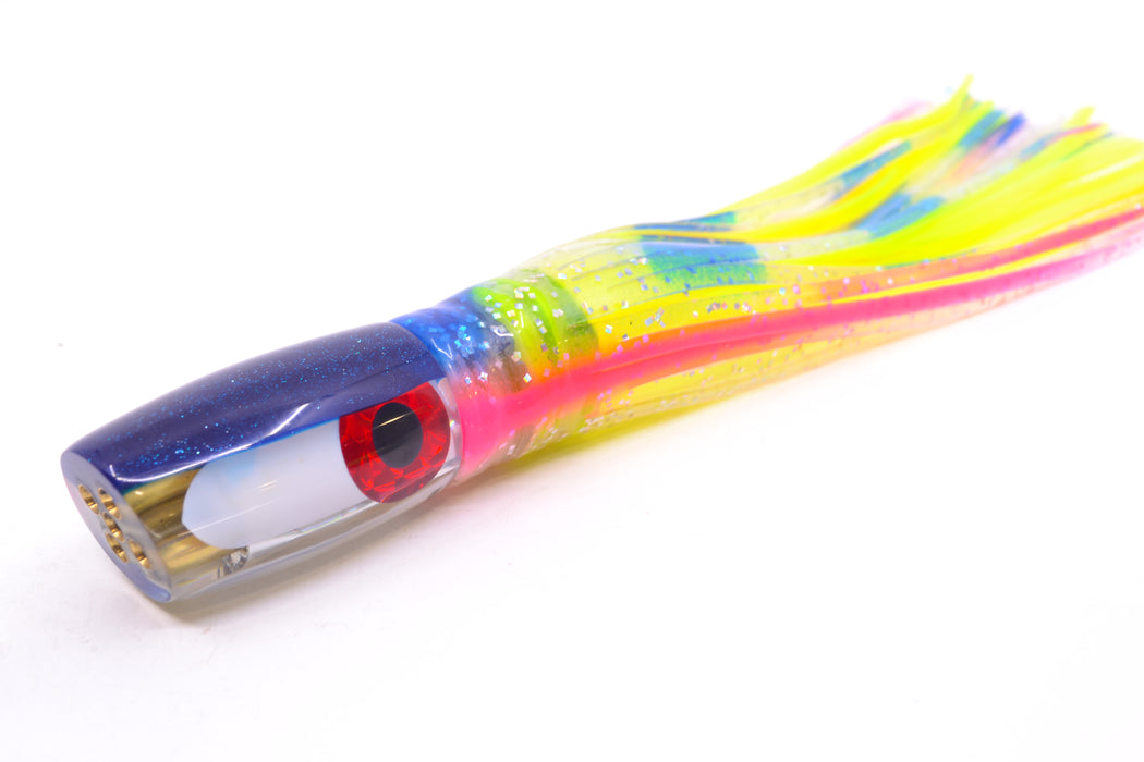 Coggin Lures White MOP Dark Blue Back Hualalai Tado Slant 9" 4.7oz Skirted Holo-Blue Bars