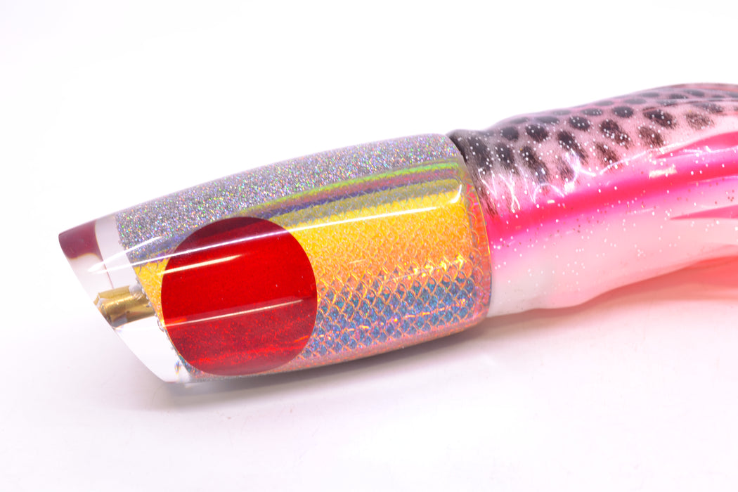 Koya Lures Holographic Rainbow Scale Medium Poi Dog 14" 11oz Skirted White-Pink GZE