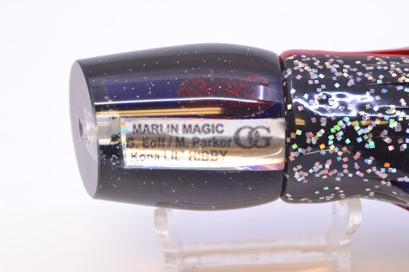 Marlin Magic Lures Blue MOP Black Back Red Eyes Lil Hibby 10" 7.2oz Skirted Black/Blue