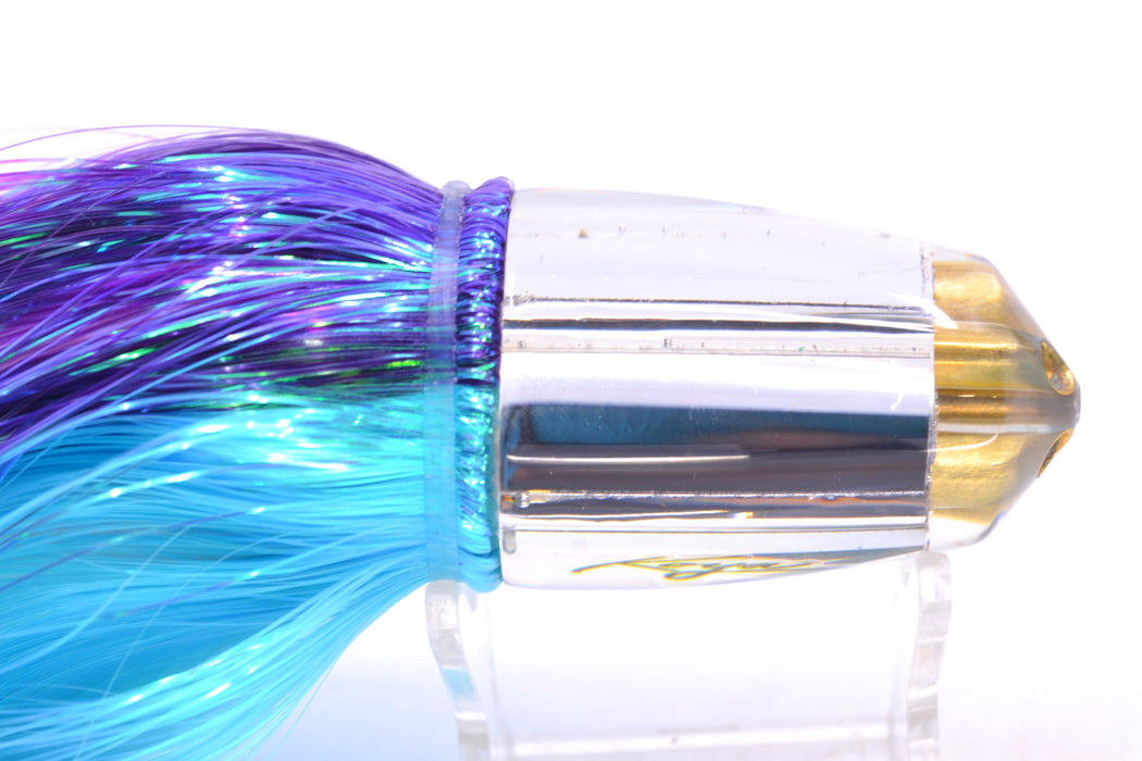 Koya Lures Clear Mirrored 4-Hole Bullet 9"+ 7oz Strobez Purple-Ice Blue/White GZE