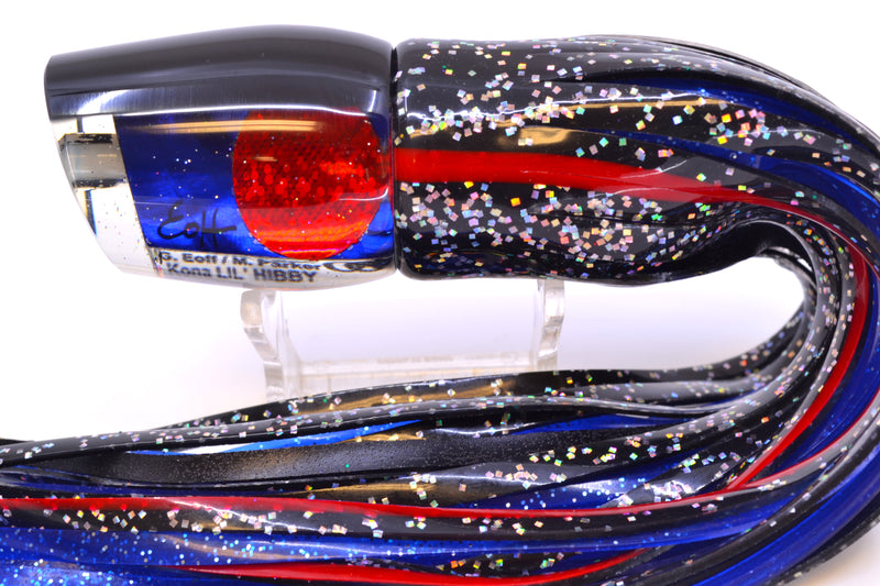 Marlin Magic Lures Blue MOP Black Back Red Eyes Lil Hibby 10" 7.2oz Skirted Black/Blue