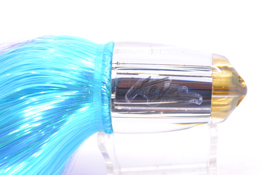 Koya Lures Clear Mirrored 4-Hole Bullet 9"+ 7oz Strobez Purple-Ice Blue/White GZE