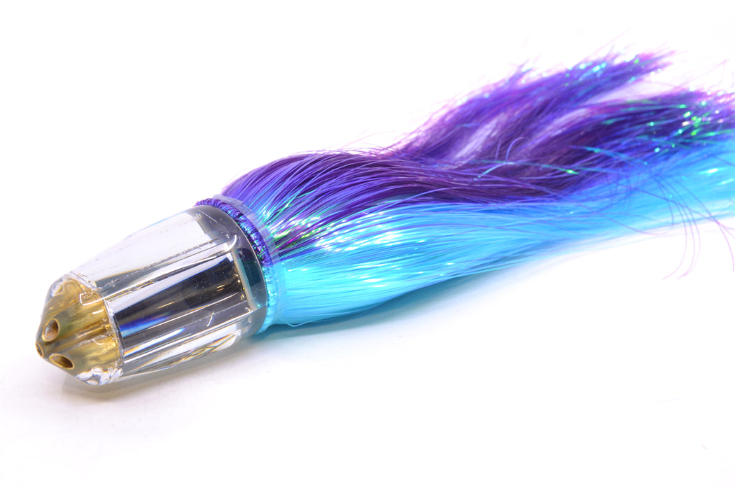Koya Lures Clear Mirrored 4-Hole Bullet 9"+ 7oz Strobez Purple-Ice Blue/White GZE