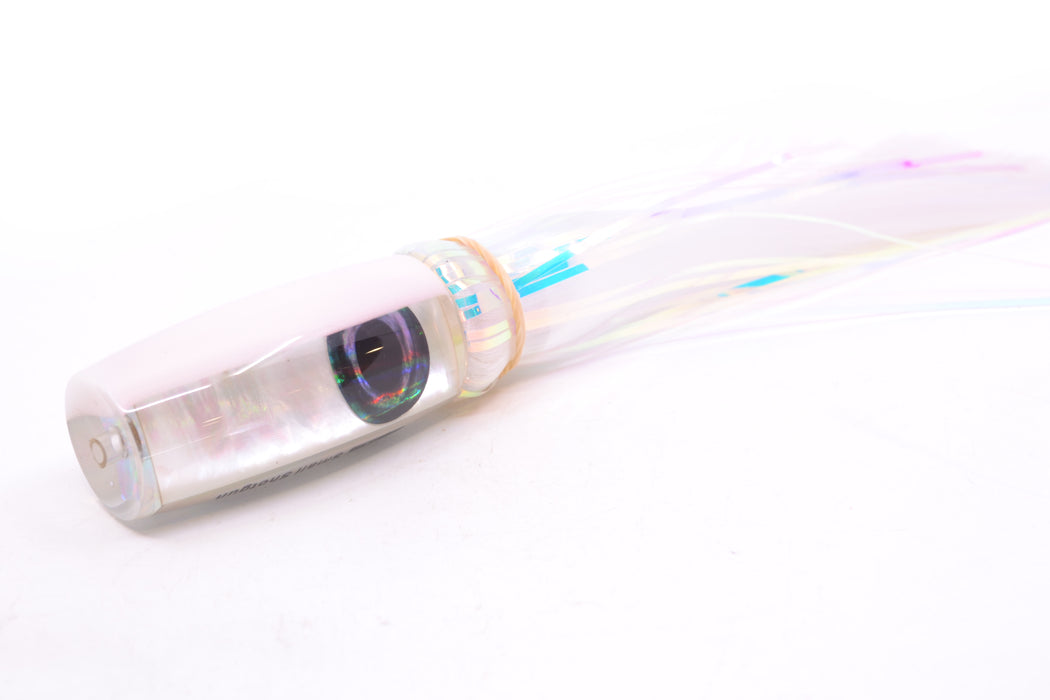 Moyes Lures White MOP White Back Small Shotgun 9" 2.5oz Skirted White Hair