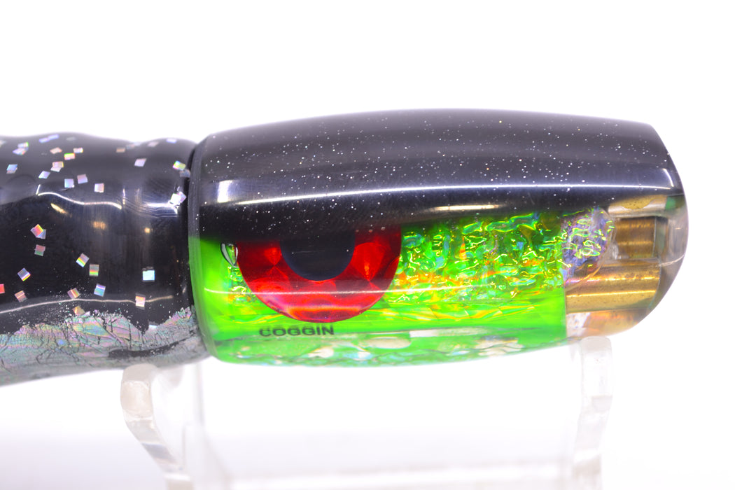 Coggin Lures Green Rainbow Dichro Black Back 4-Hole Hualalai Tado Scoop 7" 3oz Skirted