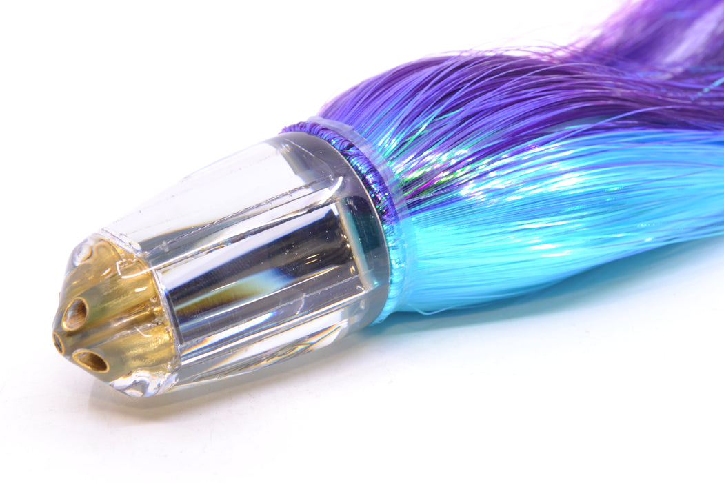 Koya Lures Clear Mirrored 4-Hole Bullet 9"+ 7oz Strobez Purple-Ice Blue/White GZE