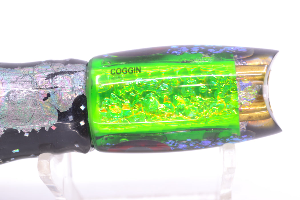 Coggin Lures Green Rainbow Dichro Black Back 4-Hole Hualalai Tado Scoop 7" 3oz Skirted