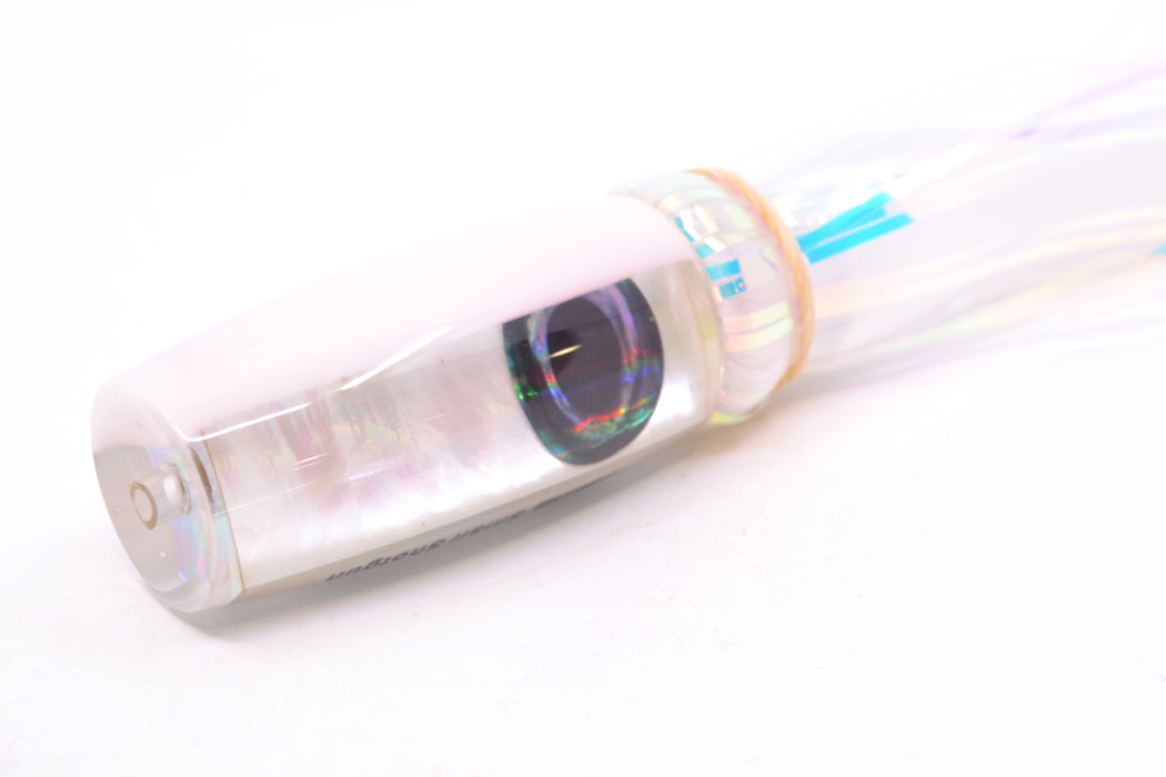 Moyes Lures White MOP White Back Small Shotgun 9" 2.5oz Skirted White Hair