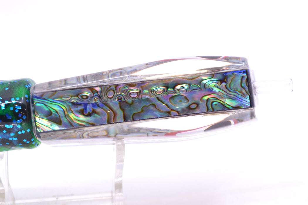 Marlinstar Paua Shell Medium Tomahawk G4 9"+ 5.2oz Skirted Black Dots-Blue Dots GZE
