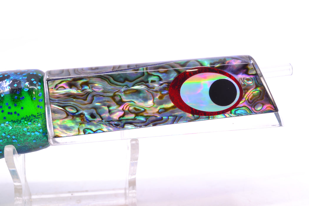 Marlinstar Paua Shell Medium Tomahawk G4 9"+ 5.2oz Skirted Black Dots-Blue Dots GZE