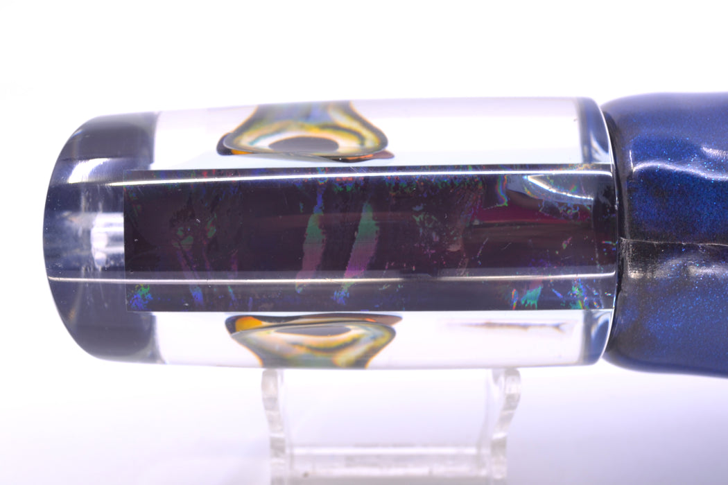 Aloha Lures Clear Mirrored Black Back Taxi Eyes Smash Bait 14" 12.2oz FT Vinyl Blue Tiger GZE