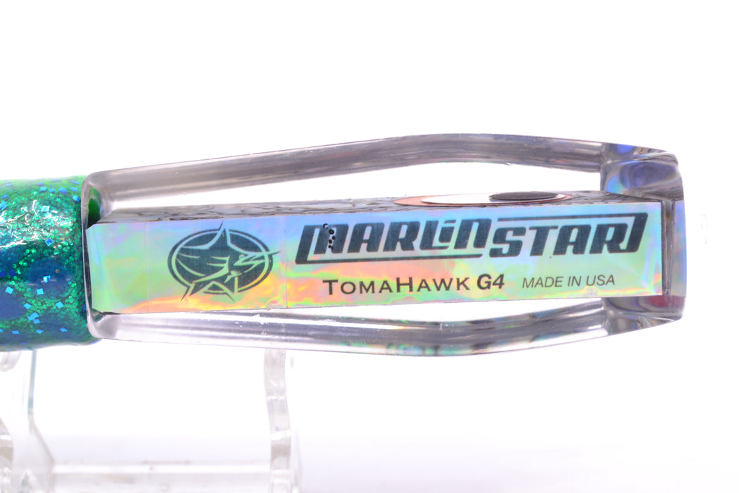 Marlinstar Paua Shell Medium Tomahawk G4 9"+ 5.2oz Skirted Black Dots-Blue Dots GZE
