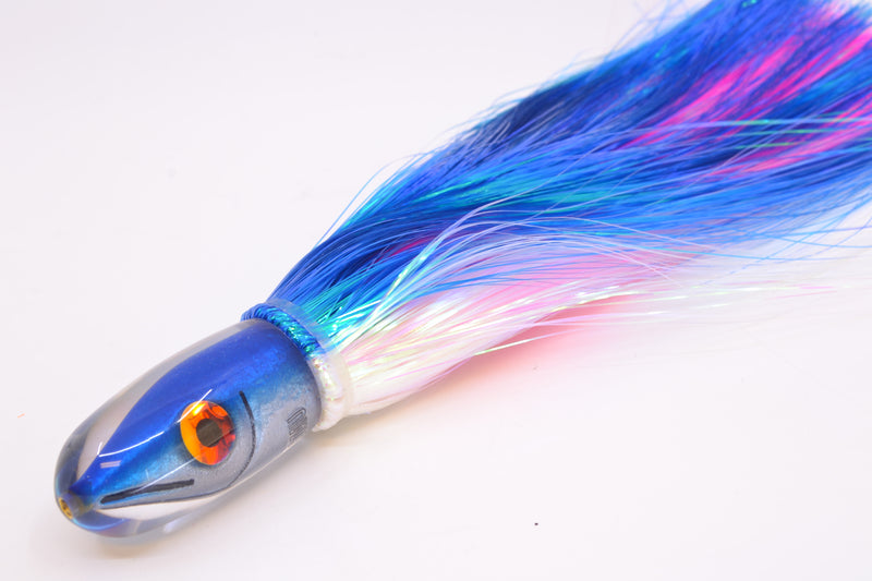 Tsutomu Lures Blue-Silver Fish Head Pau Hana Blunt Bullet 7" 4oz Strobez Blue-White/Pink
