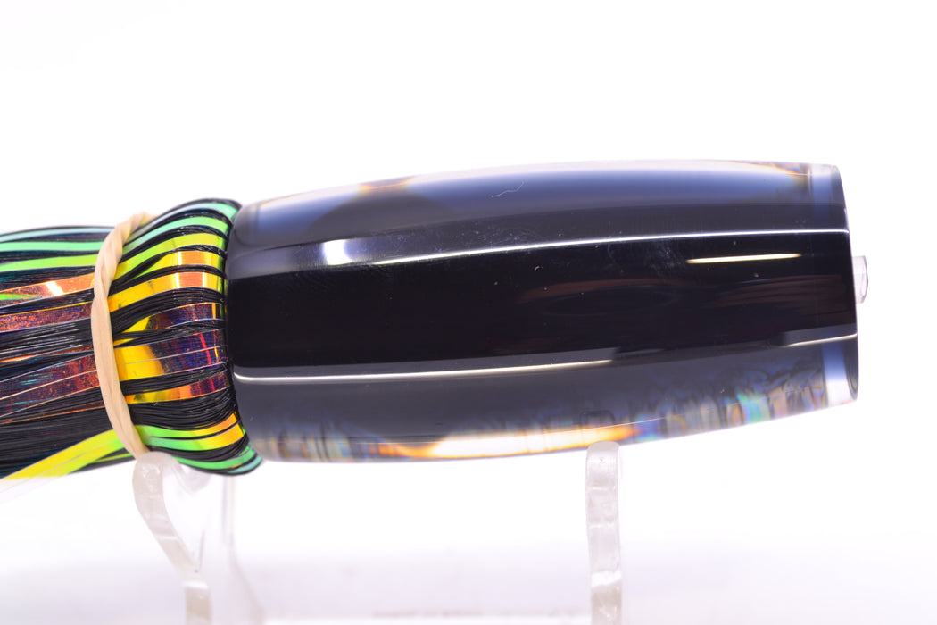 Moyes Lures S&P Black Back Taxi Eyes Small Shotgun 9" 2.5oz Skirted Black-White Hair