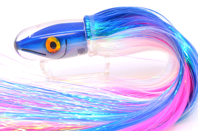 Tsutomu Lures Blue-Silver Fish Head Pau Hana Blunt Bullet 7" 4oz Strobez Blue-White/Pink