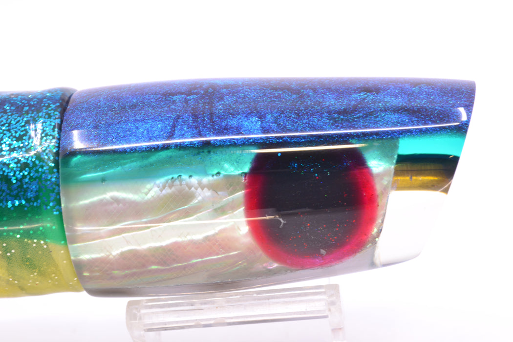 Ali'i Kai Lures "Bonito" White MOP Blue-Teal Back Nifty 50 14" 6.5oz Skirted