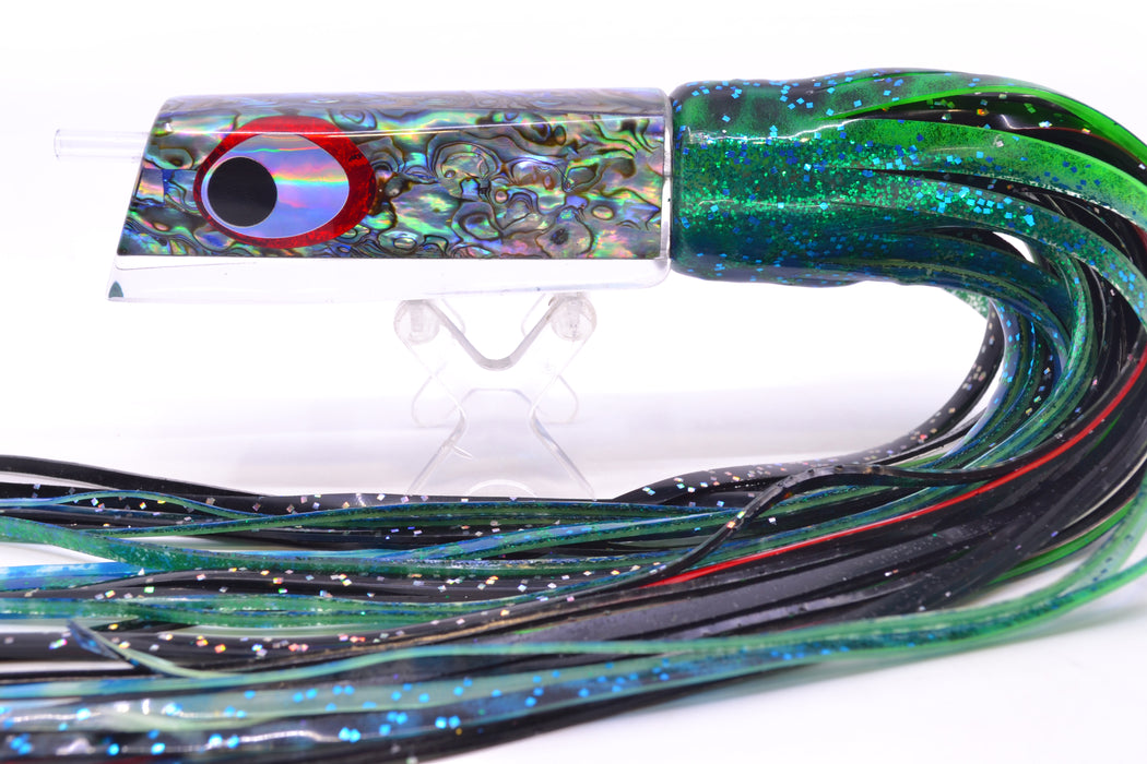 Marlinstar Paua Shell Medium Tomahawk G4 9"+ 5.2oz Skirted Black Dots-Blue Dots GZE