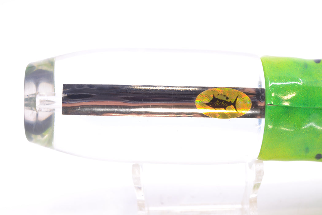 Aloha Lures Clear Mirrored No Eyes Large Gully Boy 12" 9oz Fire Tailz Vinyl Mahi