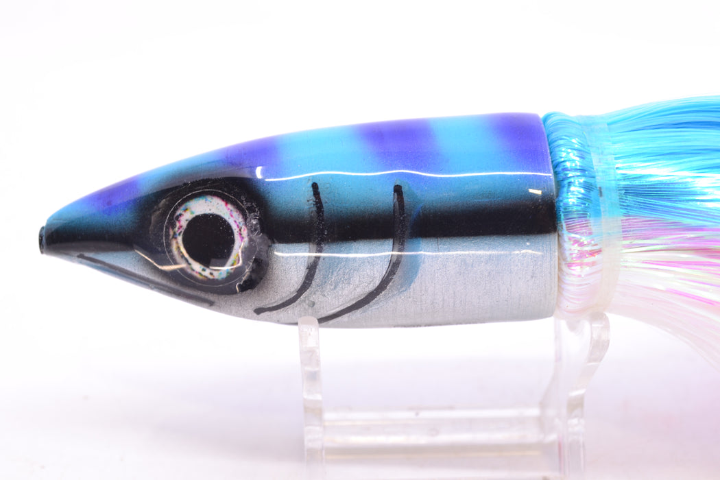 Tsutomu Lures Blue & Purple Bars-Black Line Non-Jetted Kona Dragon 9"+ 8oz Strobez GZE