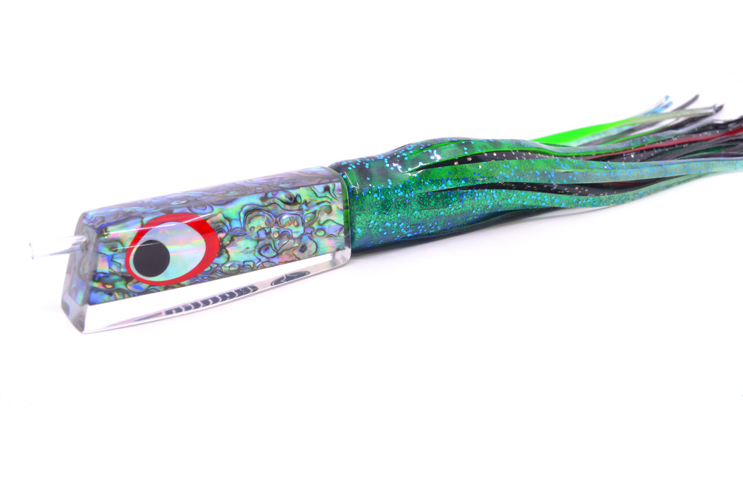 Marlinstar Paua Shell Medium Tomahawk G4 9"+ 5.2oz Skirted Black Dots-Blue Dots GZE