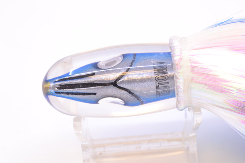 Tsutomu Lures Blue-Silver Fish Head Pau Hana Blunt Bullet 7" 4oz Strobez Blue-White/Pink