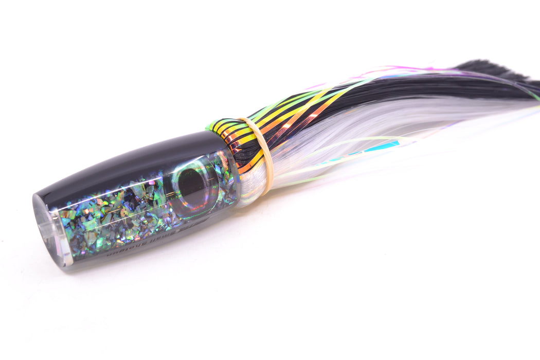 Moyes Lures S&P Black Back Taxi Eyes Small Shotgun 9" 2.5oz Skirted Black-White Hair