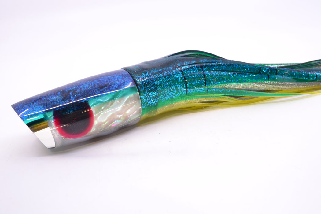 Ali'i Kai Lures "Bonito" White MOP Blue-Teal Back Nifty 50 14" 6.5oz Skirted