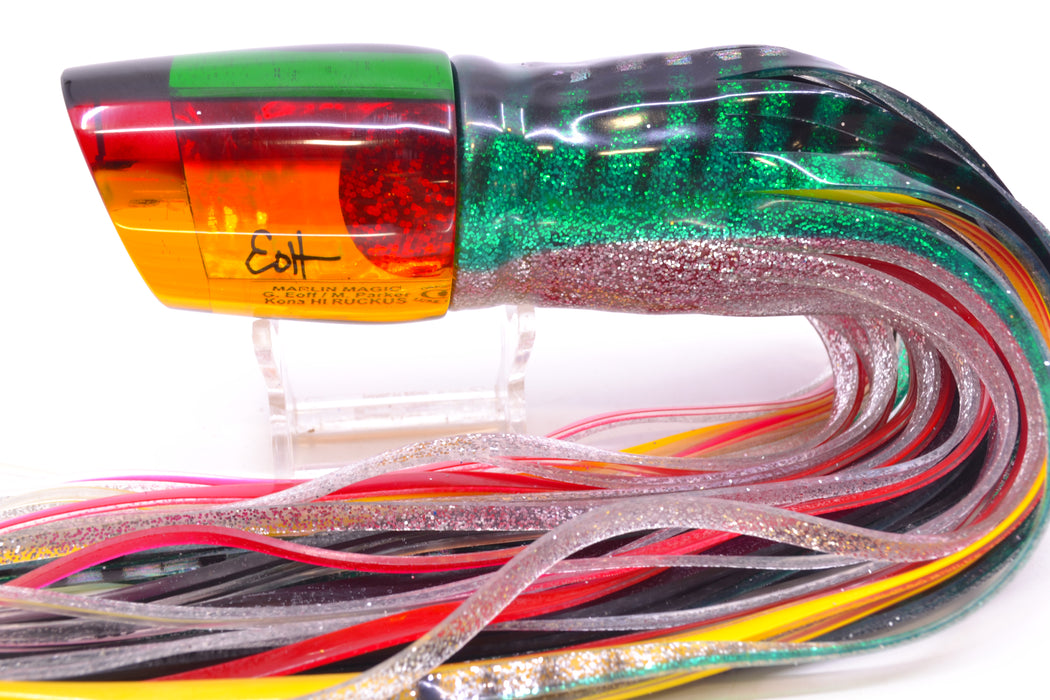 Marlin Magic "Rasta" Yellow Awabi Green-Red Back Red Eyes Ruckus 12" 11oz Skirted GZE