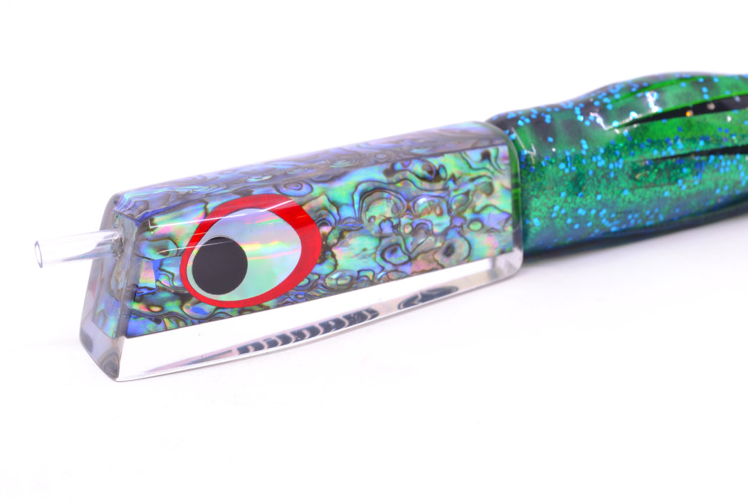 Marlinstar Paua Shell Medium Tomahawk G4 9"+ 5.2oz Skirted Black Dots-Blue Dots GZE