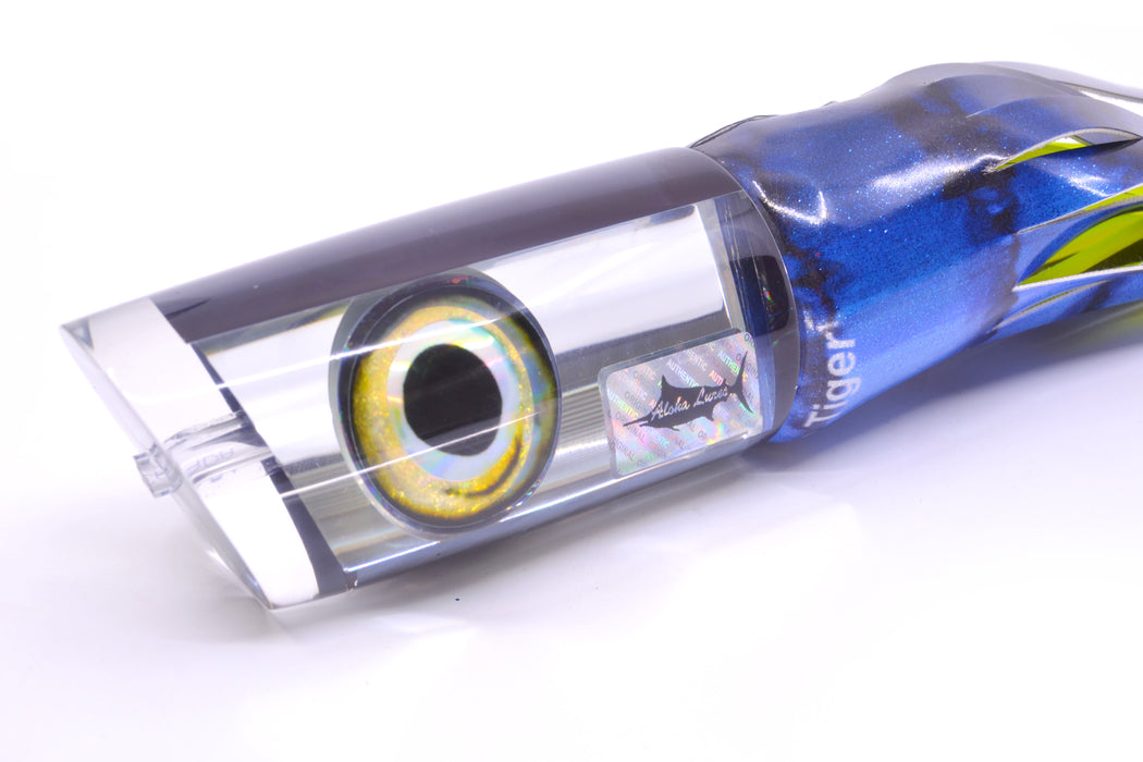 Aloha Lures Clear Mirrored Black Back Taxi Eyes Smash Bait 14" 12.2oz FT Vinyl Blue Tiger GZE