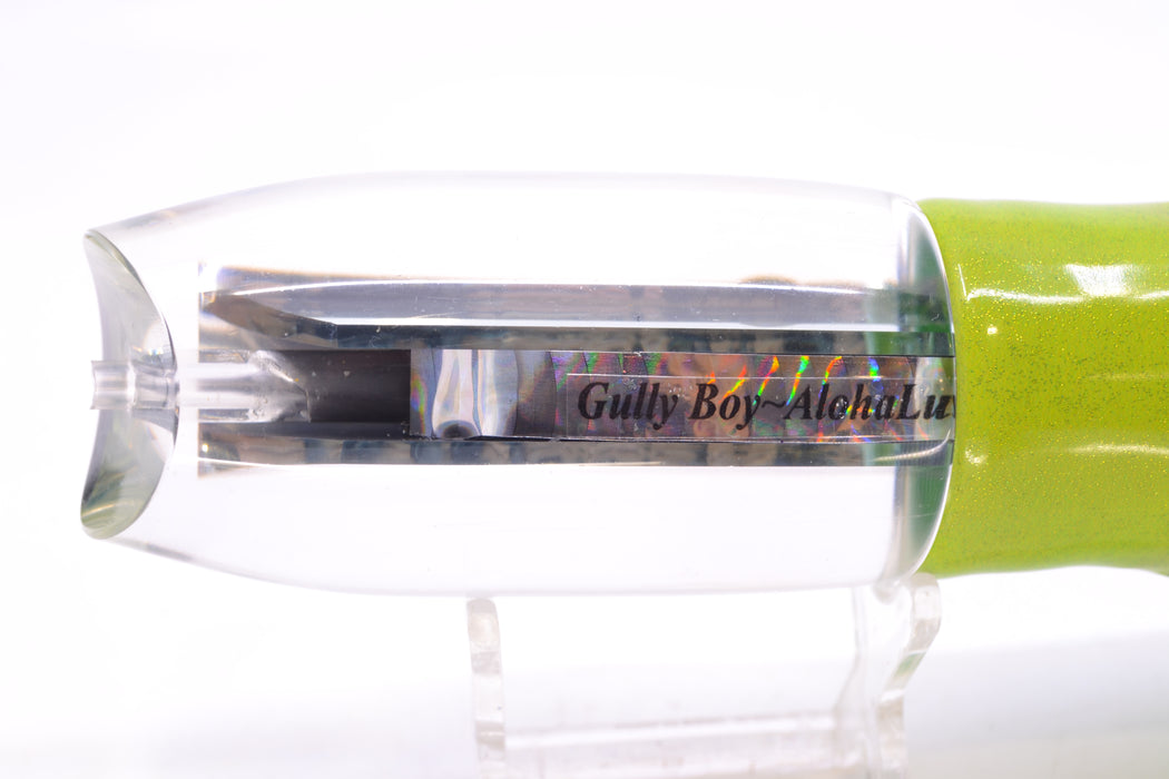 Aloha Lures Clear Mirrored No Eyes Large Gully Boy 12" 9oz Fire Tailz Vinyl Mahi