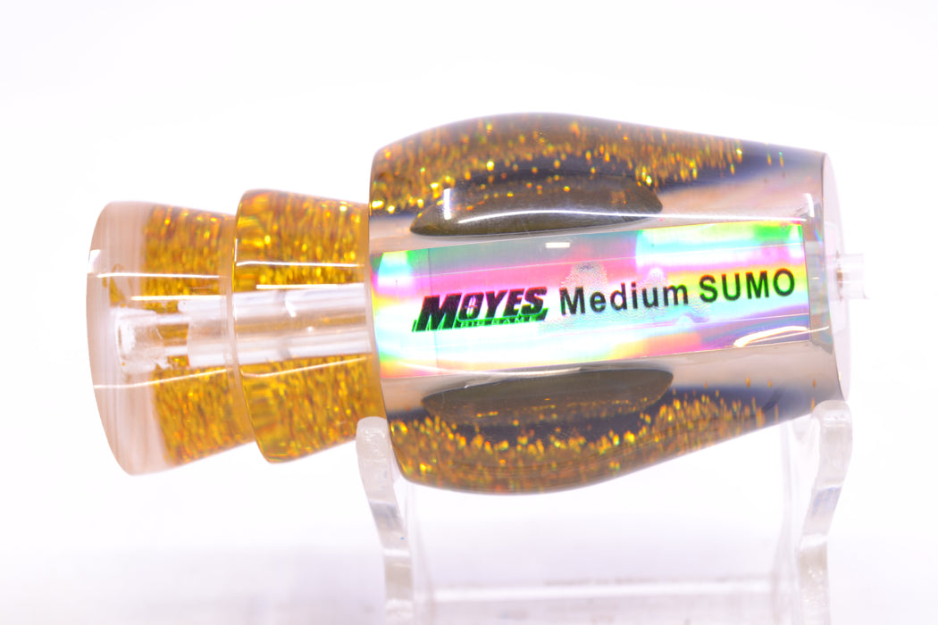 Moyes Lures White MOP Black-Gold Back Taxi Eyes Medium Sumo 12" 3.7oz GZE