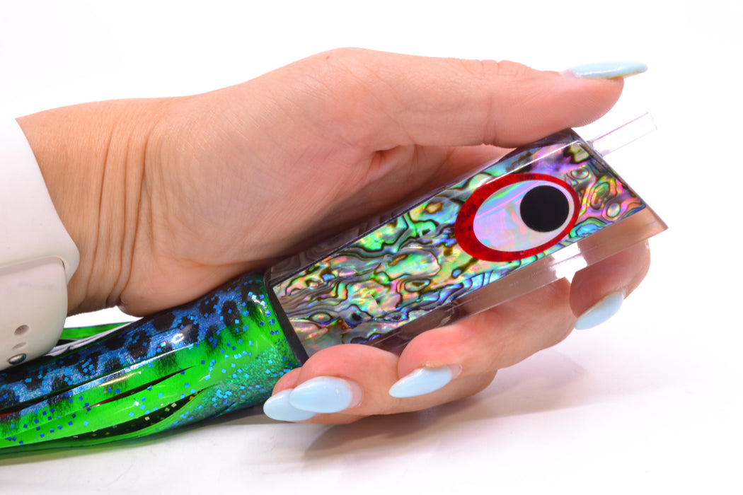 Marlinstar Paua Shell Medium Tomahawk G4 9"+ 5.2oz Skirted Black Dots-Blue Dots GZE