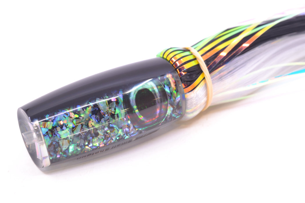 Moyes Lures S&P Black Back Taxi Eyes Small Shotgun 9" 2.5oz Skirted Black-White Hair