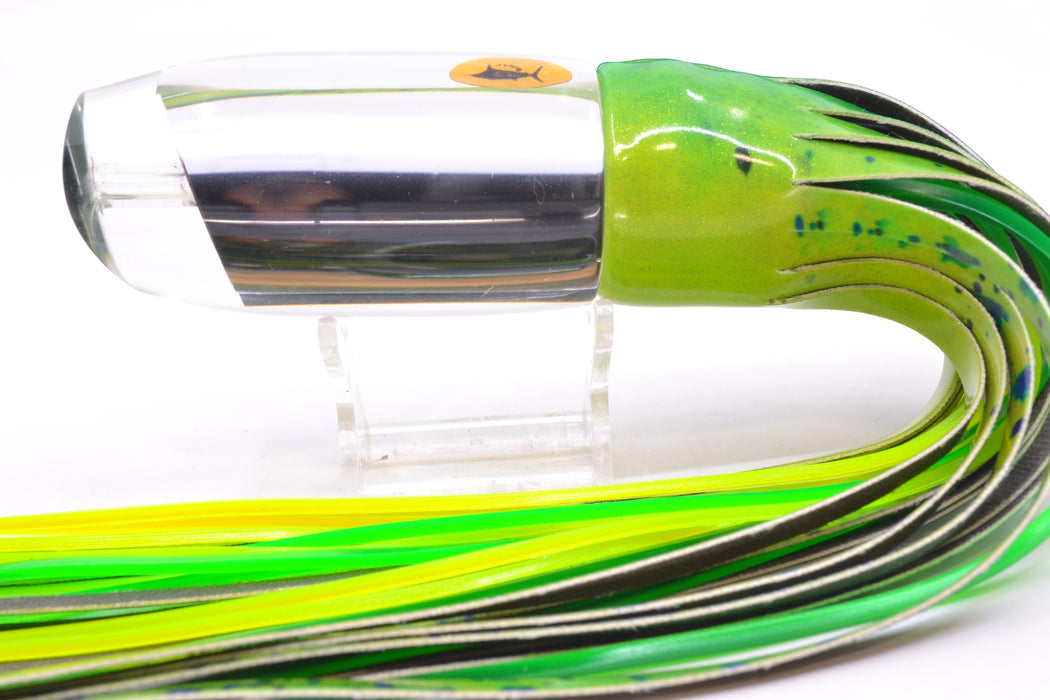 Aloha Lures Clear Mirrored No Eyes Large Gully Boy 12" 9oz Fire Tailz Vinyl Mahi