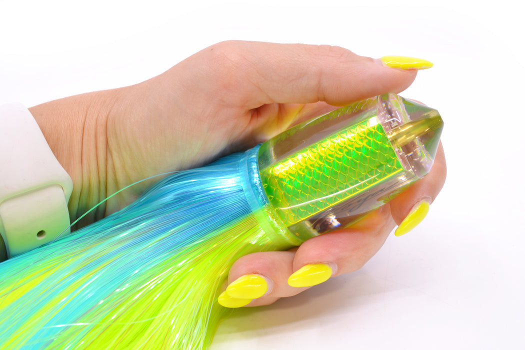 Koya Lures Lime Green Rainbow Scale Bullet 9"+ 7.5oz Strobez Ice Blue-Green/Chartreuse GZE