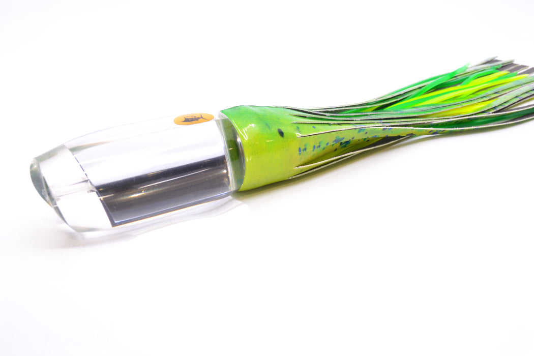 Aloha Lures Clear Mirrored No Eyes Large Gully Boy 12" 9oz Fire Tailz Vinyl Mahi