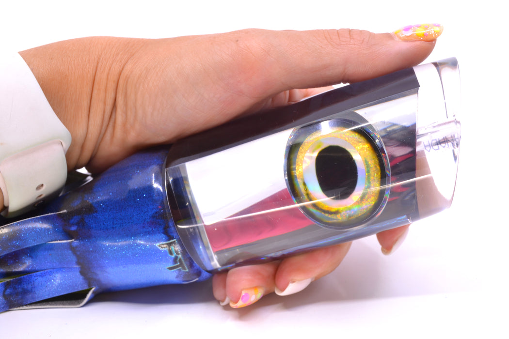 Aloha Lures Clear Mirrored Black Back Taxi Eyes Smash Bait 14" 12.2oz FT Vinyl Blue Tiger GZE