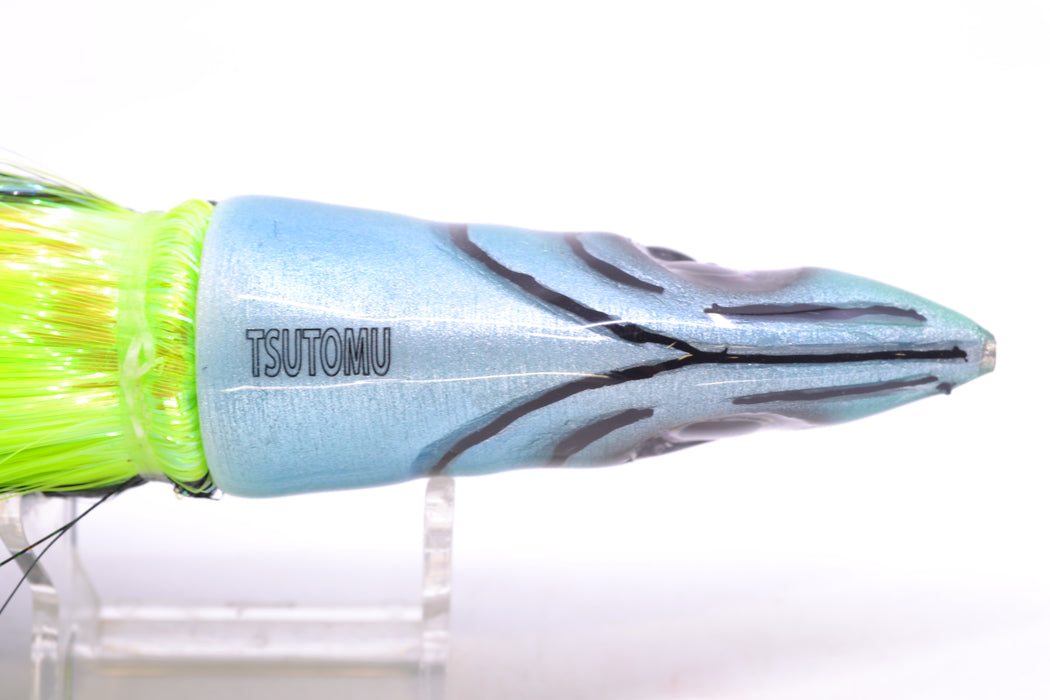 Tsutomu Lures Ice Blue Black Splatter Back Non-Jetted Kona Dragon 9"+ 8oz Strobez GZE