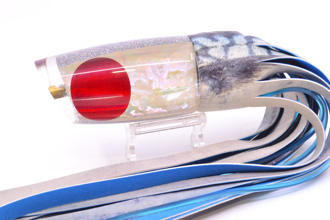 Koya Lures White Awabi Shell Holo Glitter Pearl Medium Poi Dog 14" 10oz ALV Blue Mackerel
