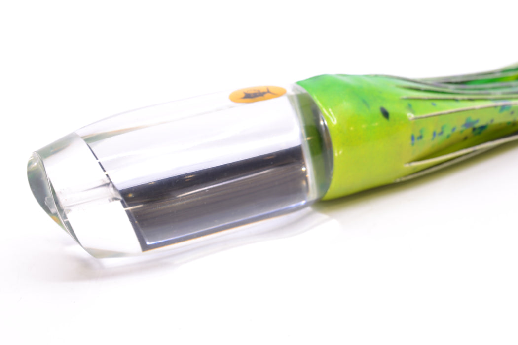 Aloha Lures Clear Mirrored No Eyes Large Gully Boy 12" 9oz Fire Tailz Vinyl Mahi