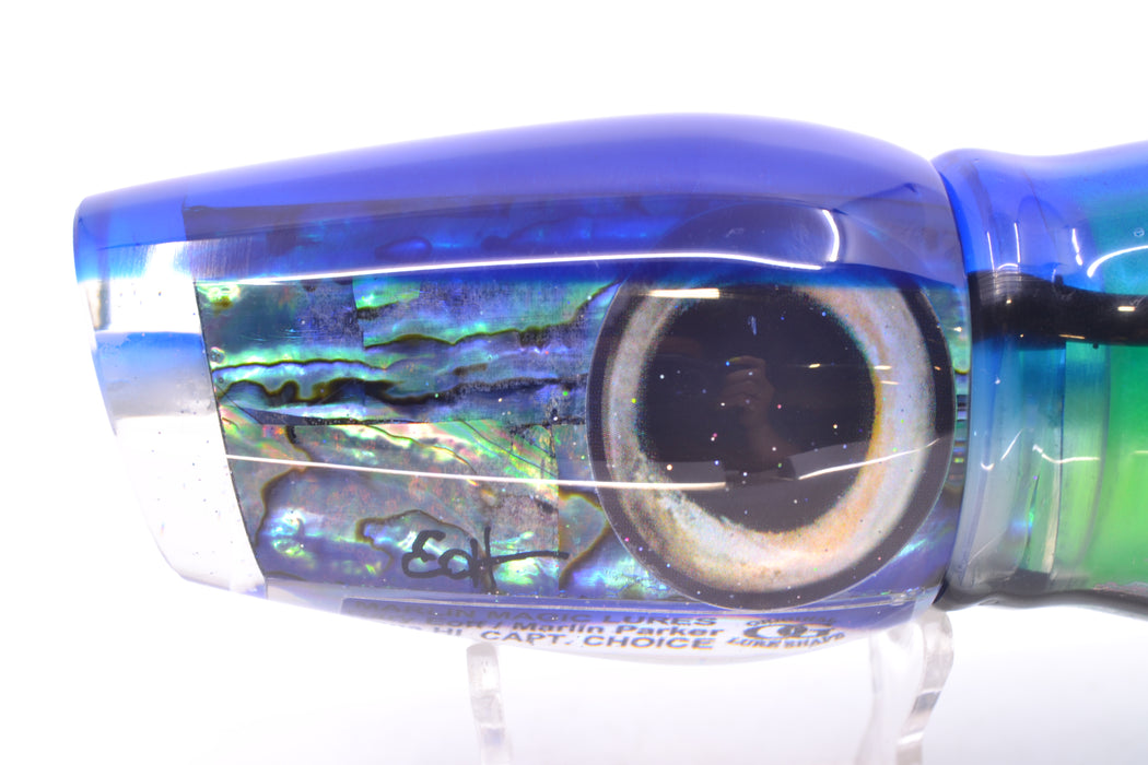 Marlin Magic Blue-Purple Abalone Blue Back Taxi Eyes Captain's Choice 14" 12.5oz Skirted