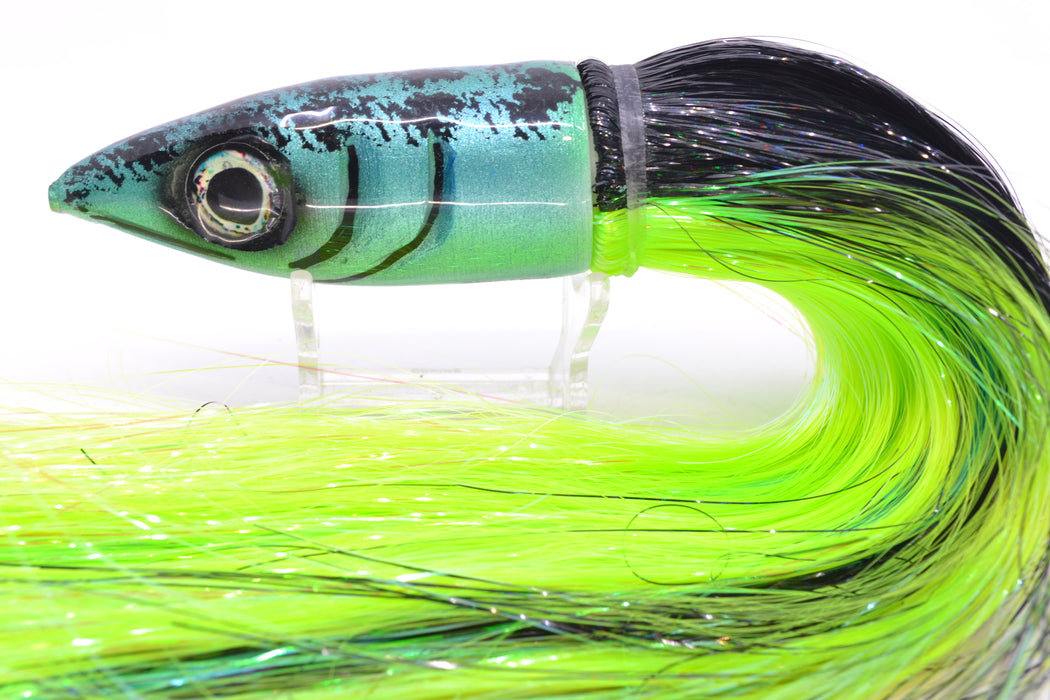 Tsutomu Lures Ice Blue Black Splatter Back Non-Jetted Kona Dragon 9"+ 8oz Strobez GZE