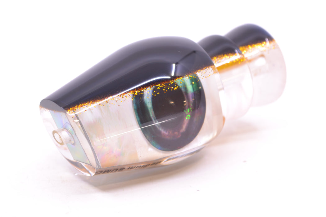 Moyes Lures White MOP Black-Gold Back Taxi Eyes Medium Sumo 12" 3.7oz GZE